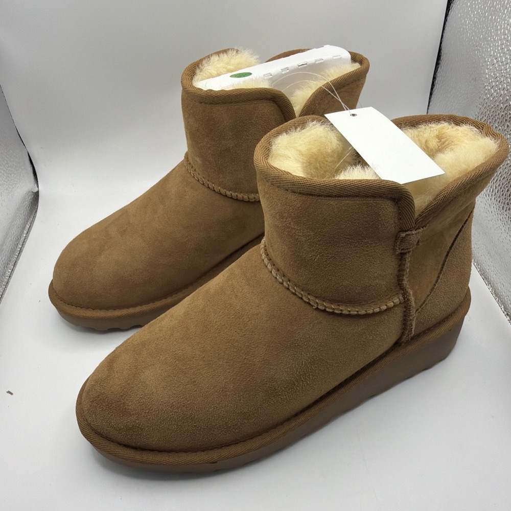 Kirkland Ladie's Shearling Suede Wedge Ankle Boots Black US 6